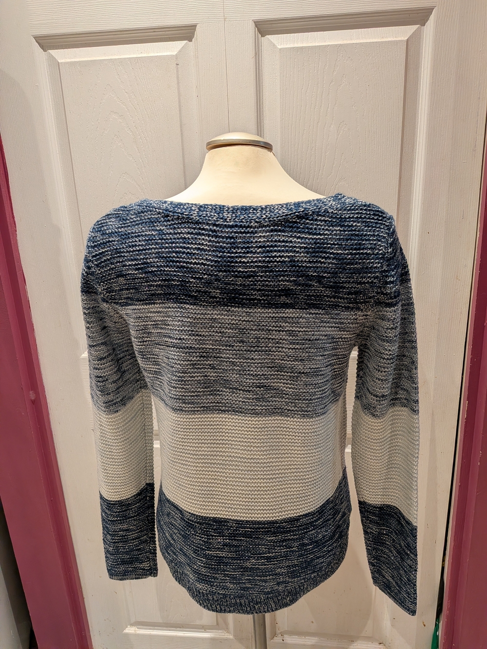 cleo Navy and White Striped Crewneck Sweater - Picture 3 of 6